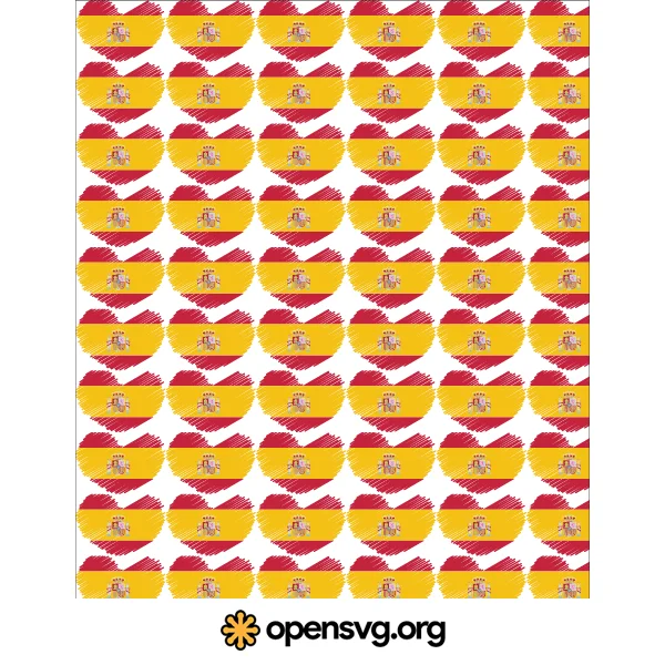 Spain Heart Flag Seamless Pattern Background