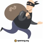 Thief Man With Money Bag Svg vector