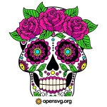 Coco Skull With Rose Decorative Svg vector