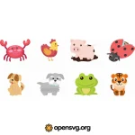 Various Cute Cartoon Animal Set Svg vector