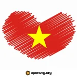 Vietnamese Flag In Heart Symbol Shape Svg vector