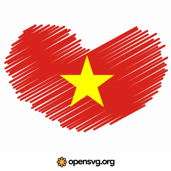 Vietnamese Flag In Heart Symbol Shape