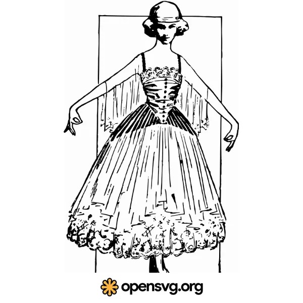 Long Dress Vintage Lady Illustration