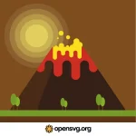 Volcano With Lava Cartoon Style Svg vector