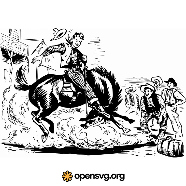 Western Cowboy On A Horse Comic Illustration