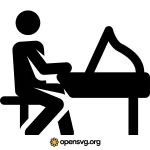 Human Playing Piano Icon, Music Symbol Icon Svg vector
