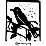 Bird Animal Woodblock Print Svg vector