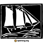 Print A Sailing Ship Vintage Woodblock Svg vector