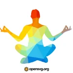 Yoga Man Colorful Triangle Silhouette Svg vector