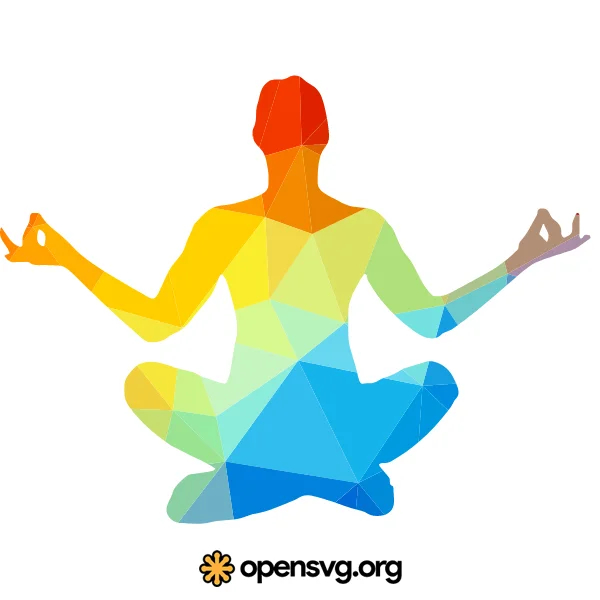 Yoga Man Colorful Triangle Silhouette