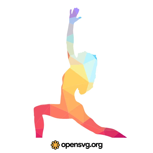 Yoga Woman Pose Colorful Triangle Silhouette