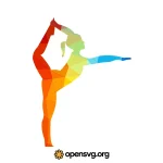 Yoga Girl Pose Colorful Triangle Silhouette Svg vector