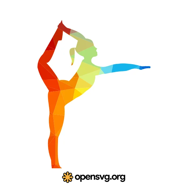 Yoga Girl Pose Colorful Triangle Silhouette