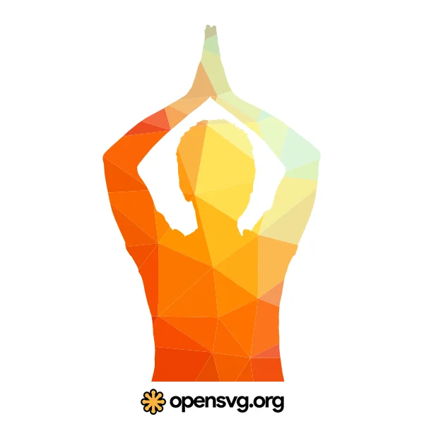 Yoga Man Pose Colorful Triangle Silhouette