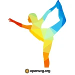 Yoga Posing Colorful Triangle Silhouette Svg vector