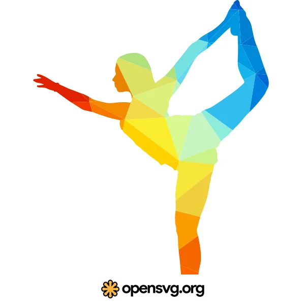 Yoga Posing Colorful Triangle Silhouette