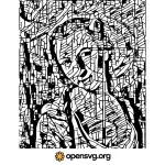 Young Woman In Mosaic Art Svg vector