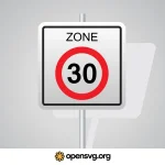 Zone 30 Symbol Warning Sign Board Svg vector